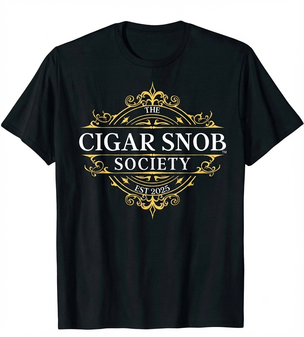 Cigar Snob Society Gold/White TShirt - Front & Back