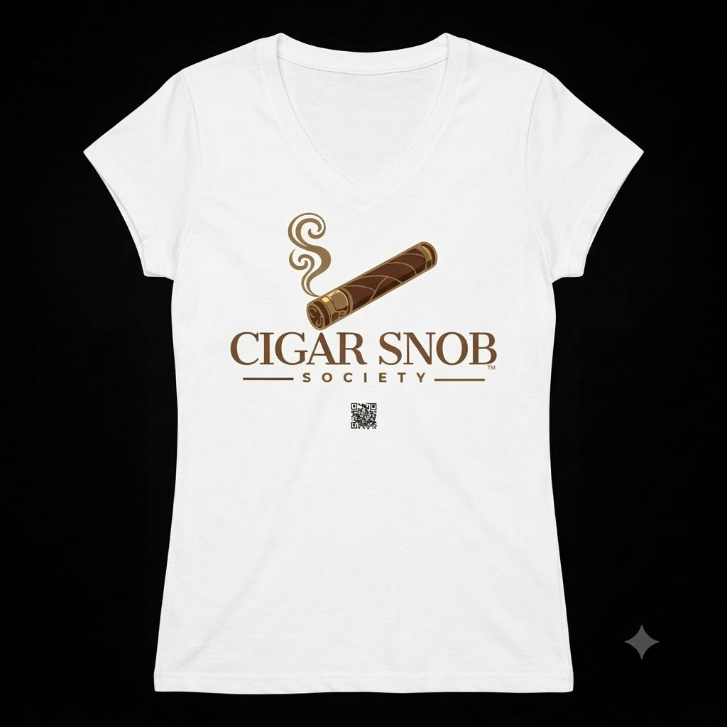 Cigar Snob Society w/Cigar Woman's V-neck Front & Back Tee