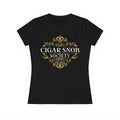 Cigar Snob Society Gold/White Woman's V-neck TShirt - Front & Back